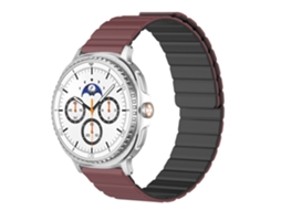 Pulseira magnética para Samsung Galaxy Watch 8 Ultra, pulseira de silicone com proteção UV, vinho tinto e vermelho.