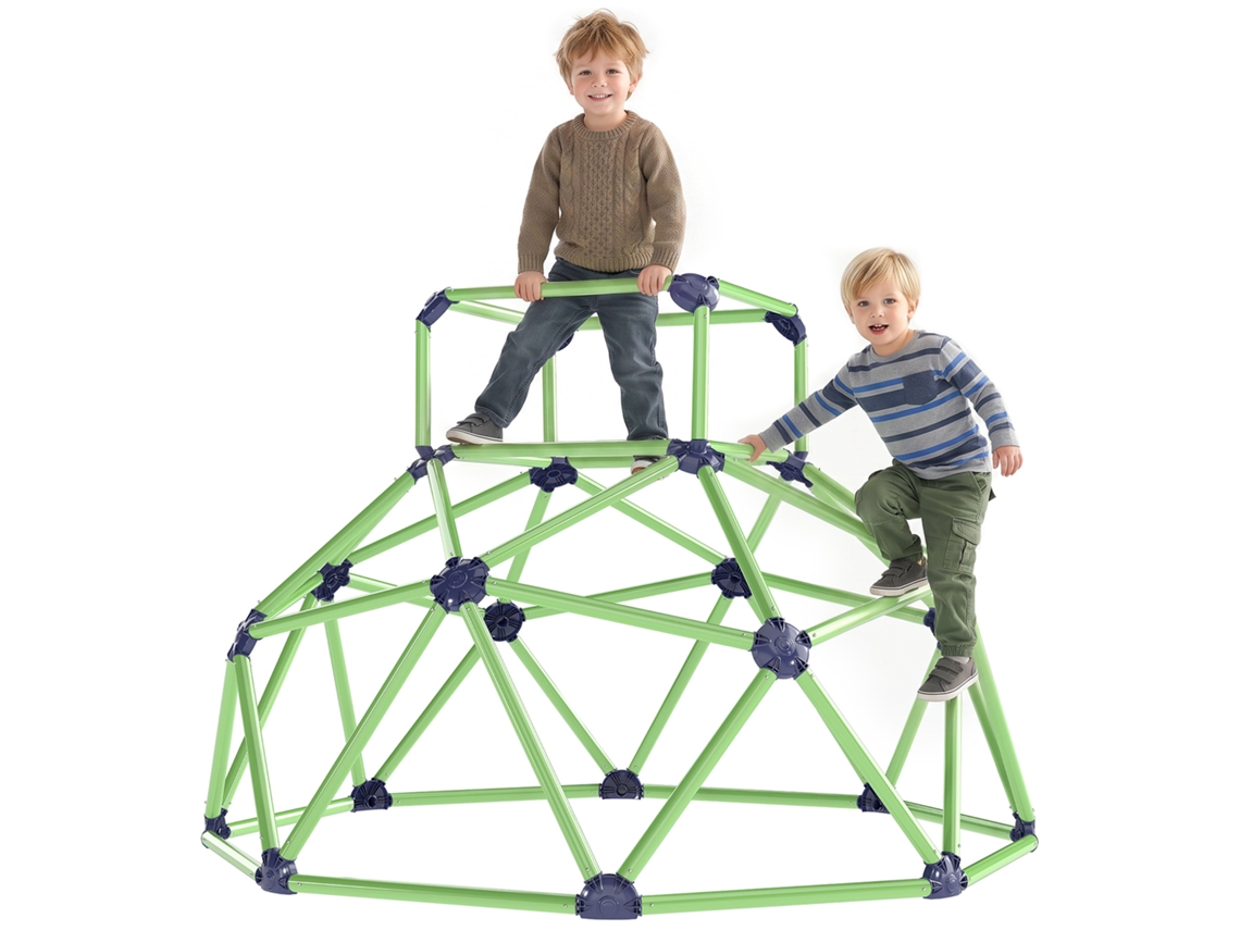 Domo De Escalada Para Crianças De 3 A 8 Anos Com Bordas Arredondadas, Em Pp, 182,5 X 182,5 X 119 Cm, Verde E Roxo.