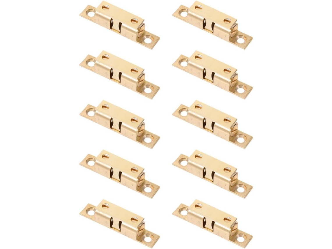 Conjunto De 10 Fechos Latão Portas Armários Com Dupla Esfera Tensão, Acabamento Dourado, Fechamento Silencioso