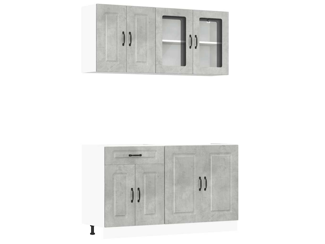 Conjunto de 4 armários de cozinha em concreto cinza - EXCLUSIVO DA MAISON