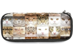 Estojo grande com estampa de gato, ideal para escola, mesa de trabalho, adultos, meninas e meninos.