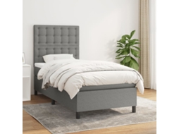 Vidaxl Cama Com Molas/colchão 90x190 Cm Tecido Cinza-escuro