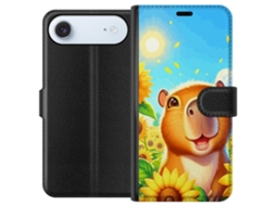 Capa Carteira Compatível Com Apple Iphone Air. Uma Capivara Feliz Entre Girassóis Em Um Ambiente Ensolarado De Verão.
