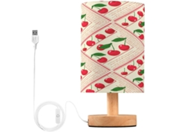 Abajur De Cabeceira Em Formato Cereja Para Quarto, Abajur De Cabeceira Led, Luminária De Leitura Com Portas Usb E Cúpula