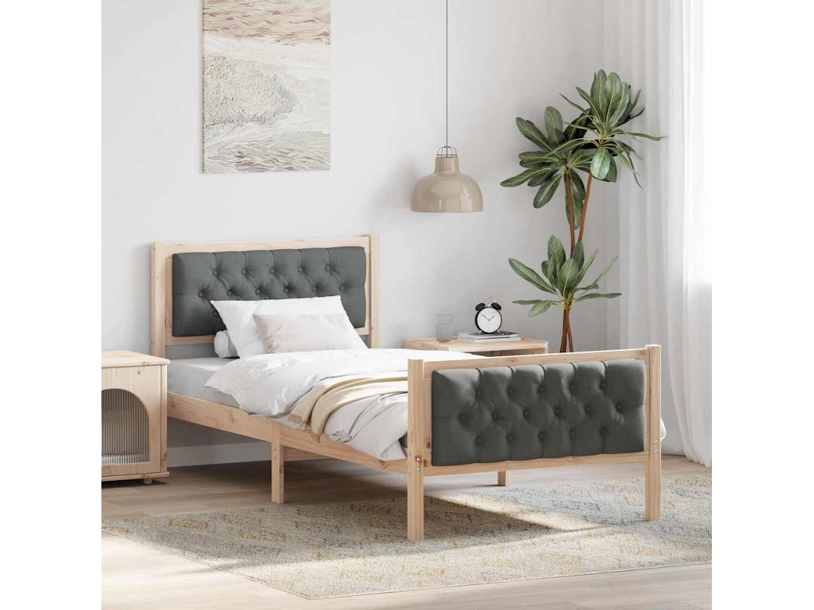 Vidaxl Estrutura Da Cama Com Cabeceira Cinza Escuro 90 X 190 Cm