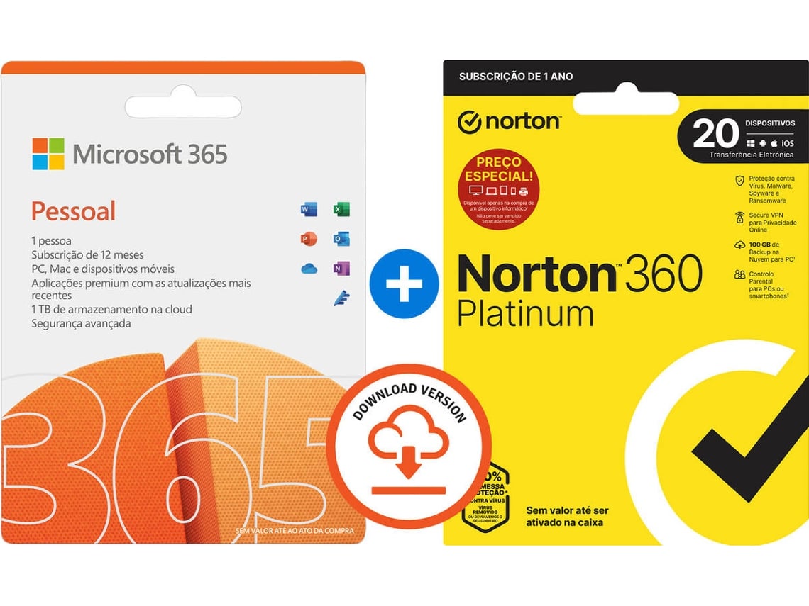 Software MICROSOFT 365 Pessoal + Norton 360 Platinum