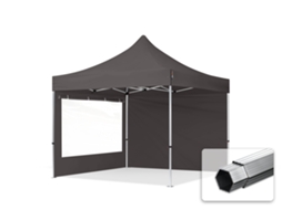 Tenda Dobrável 3x3m, Alumínio Profissional De 40 Mm, Laterais Com Janelas Panorâmicas, Cinza Escuro