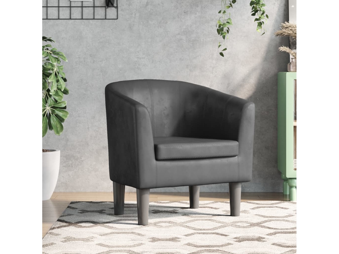 Vidaxl Poltrona Couro Artificial Cinzento