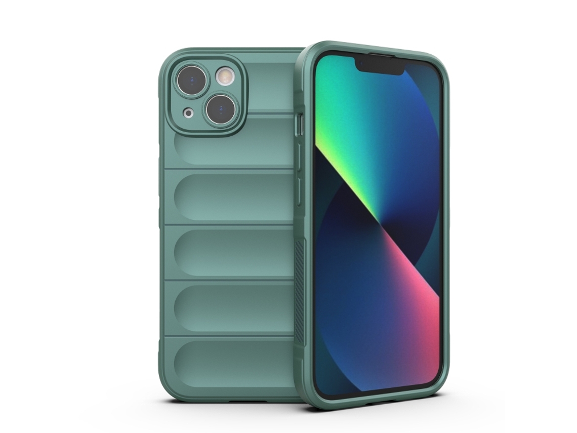 Capa Halinuia Para Iphone 13 Magic Shield Tpu Verde Escuro (proteção Integral, Interior Em Flanela)