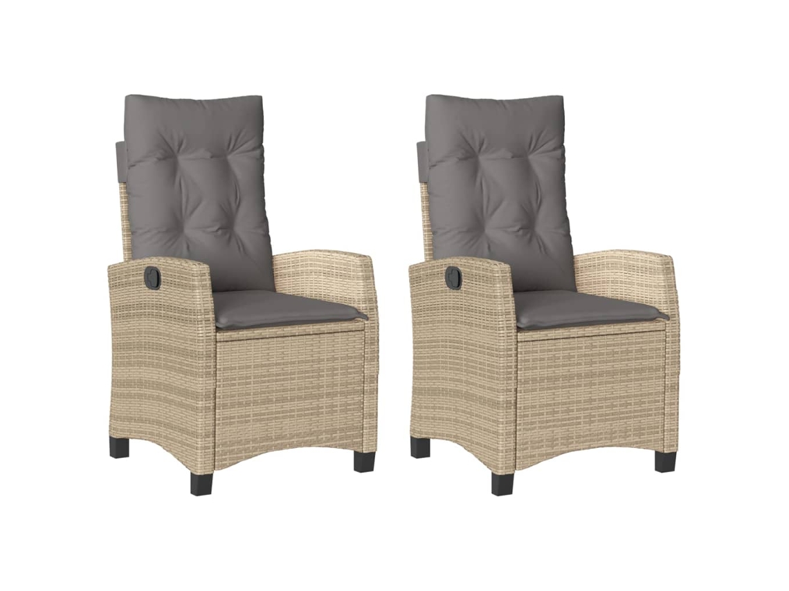 Conjunto de 2 Cadeiras Jardim Reclináveis com Almofadões Bege Misturado MAISON EXCLUSIVE