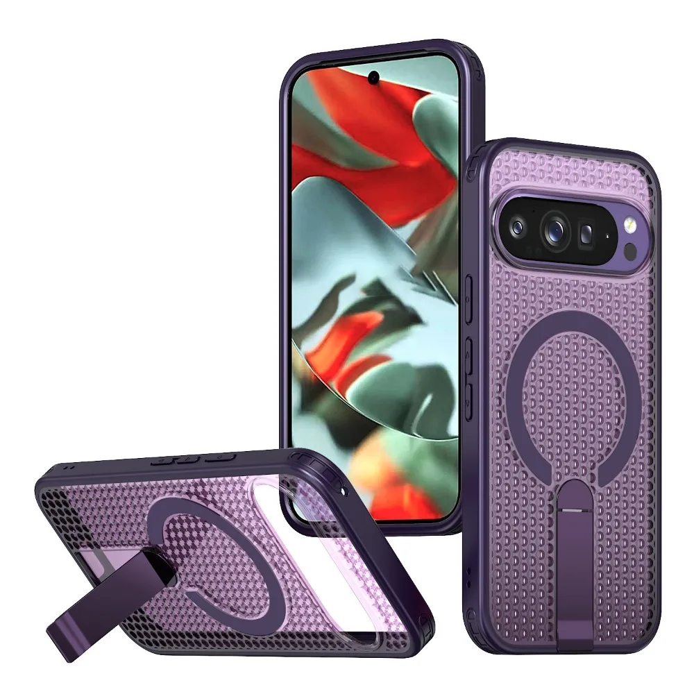 (roxo, Pixel 10a) Capa Antichoque Com Suporte Magnético, Dissipação De Calor E Ventilação Em Malha Compatível Com Carregamento Sem Fio