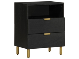 Bedside Cabinet, Bedside Cabinets Vidaxl Preto Madeira Processada