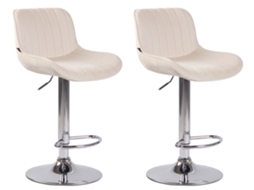 Conjunto de 2 bancos de bar em veludo Lentini creme/cromo CLP