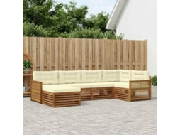 Vidaxl Conjunto De Sofás Para Exterior 6 Unid. Natural E Creme