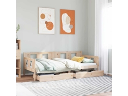 Vidaxl Sofá-cama Com Gavetas 90x190 Cm Madeira De Pinho Maciça