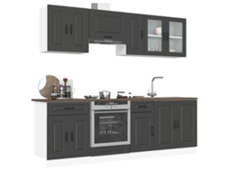 Vidaxl 8 Peças Armário De Cozinha Conjunto Kalmar Preto