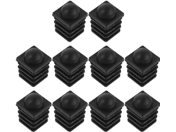 Conjunto De 10 Peças De Tampas De Mesa Em Pp Para Pés De Mesa De Camping Quadrados De 20 Mm, Pretas.