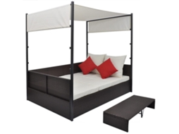 Maison Exclusive - Espreguiçadeira De Jardim Com Toldo 190x130 Cm Vime Pe Castanho