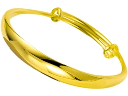 Pulseira Feminina Grossa Em Latão Dourado, Com Design Simples E Delicado, Ideal Para O Natal E Outras Festas.