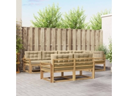Vidaxl Conjunto De Sofás Para Exterior 6 Pcs Branco E Bege Poliéster