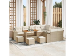 Vidaxl Conjunto De Sofá De Jardim 13 Unid. Bege Vime Pe