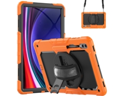 Lurelia Capa Para Samsung Tab S9plus Com Alça De Ombro E Suporte Antiqueda Laranja E Preto