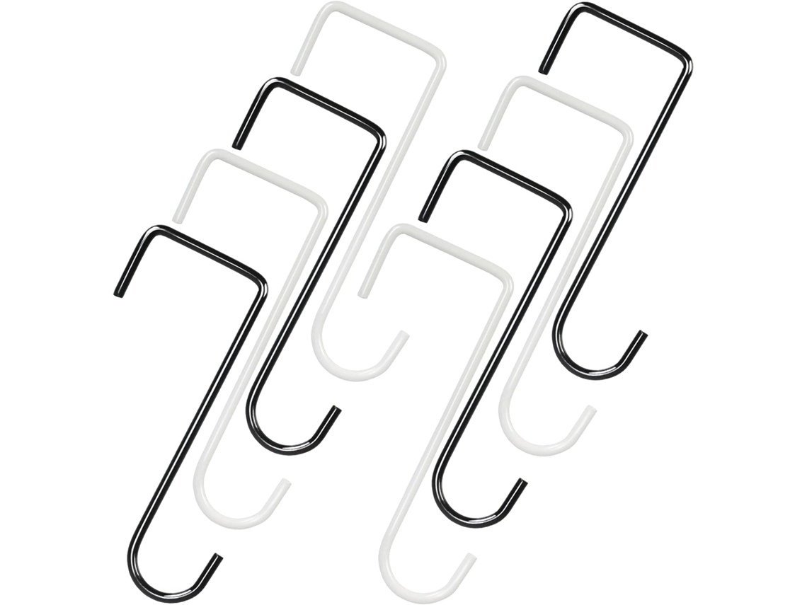 Conjunto de 8 Ganchos Cerca 15 Cm , Resistentes, para Portas, Jardins, Plantas e para Fixação na Parede BRILVIBERA (preto e Branco)