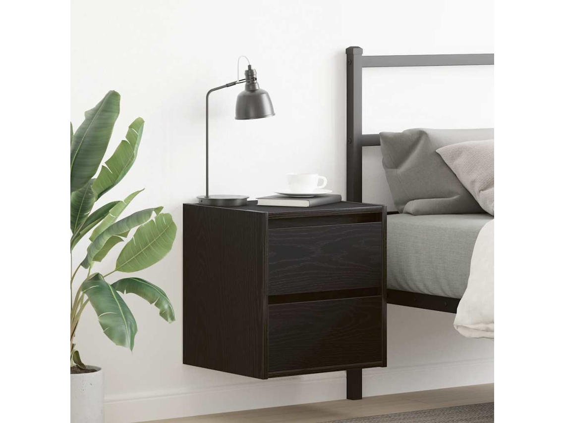 Vidaxl Mesa De Cabeceira De Parede 38x34x40 Cm Carvalho Preto