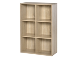 Estante de livros de 3 níveis com 6 compartimentos 65.5x30x97.5cm Carvalho BTFORUS