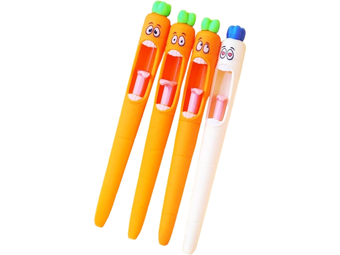 Conjunto De Canetas Em Gel Formato Cenoura, 0,5 Mm, Acessórios Escrita