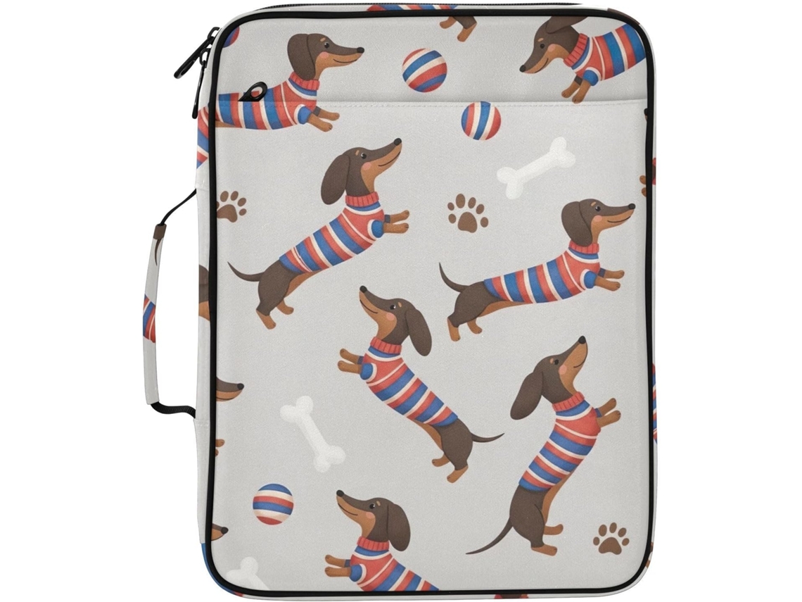 Pasta Expansível Com Zíper, Estampa De Dachshund, Resistente E Ideal Guardar Documentos Usar Na Escola