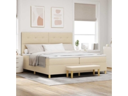 Vidaxl Cama Box Com Cabeceira Creme 200 X 200 Cm Tecido
