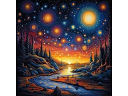Schilderij Van Een Abstract Landschap - 5d Diamantkunstkit - Inclusief 30% Extra Diamanten - Voor Volwassenen/tieners - Hoogwaardig Materiaal - Diaman