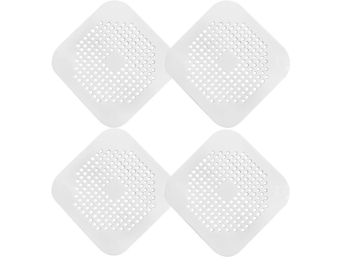 4 Unidades Tapa De Desagüe Cuadrada De Silicona Con Ventosas, 5,7 Pulgadas, Antiobstrucción Para Ducha, Bañera, Lavabo