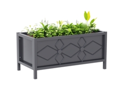 Jardineira Elevada Galvanizada para Exterior com Borda de Segurança, Retangular, 80 X 40 X 38 Cm, Preta. CHEZMOI