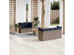 Vidaxl 6 Pcs Conjunto Sofás P/ Jardim C/ Almofadões Vime Pe Cinzento