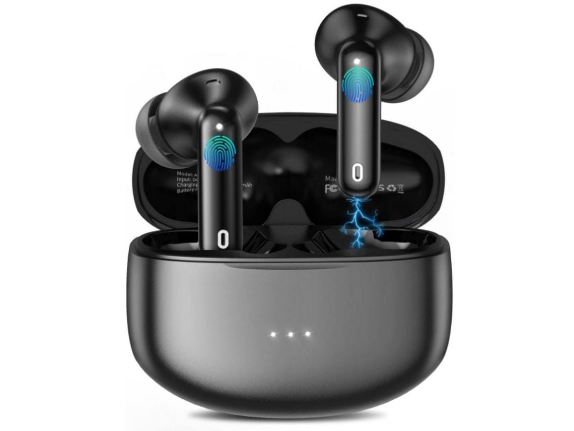 Auriculares Sem Fios Bluetooth 5.3 Som Estéreo Microfone Para Chamadas Controlo Tátil Estojo De Carregamento Lurelia