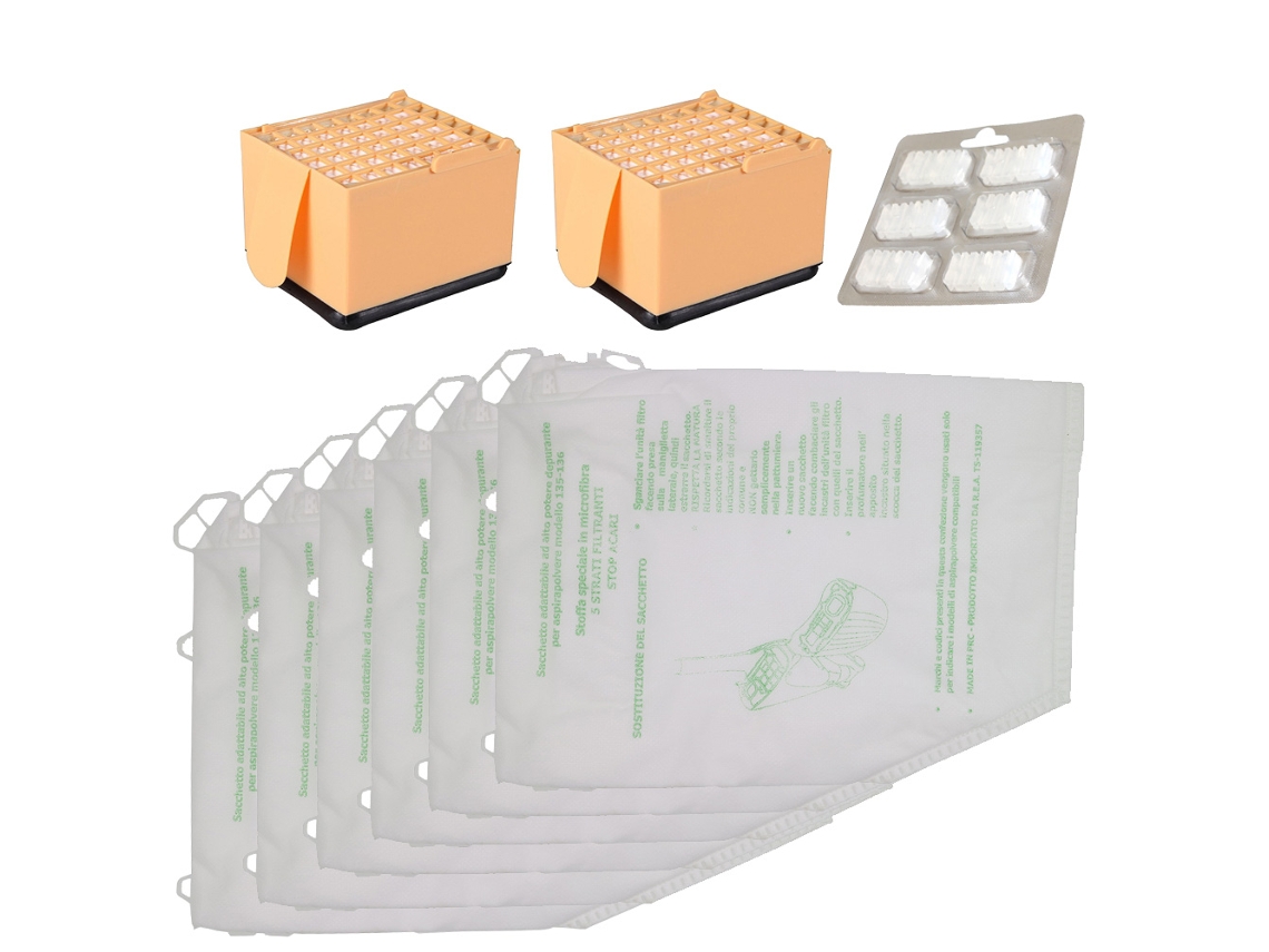 6 peças sacos para aspirador de pó vorwerk 2 microfiltros higiênicos profumin, kit de acessórios para vorwerk kobold vk135 vk136