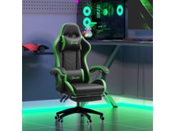 65x65x121-129cm Cadeira Gamer Ajustável Reclinável, Preto E Verde