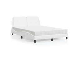 Cama Com Colchão 120x200 Cm Couro Artificial Branco