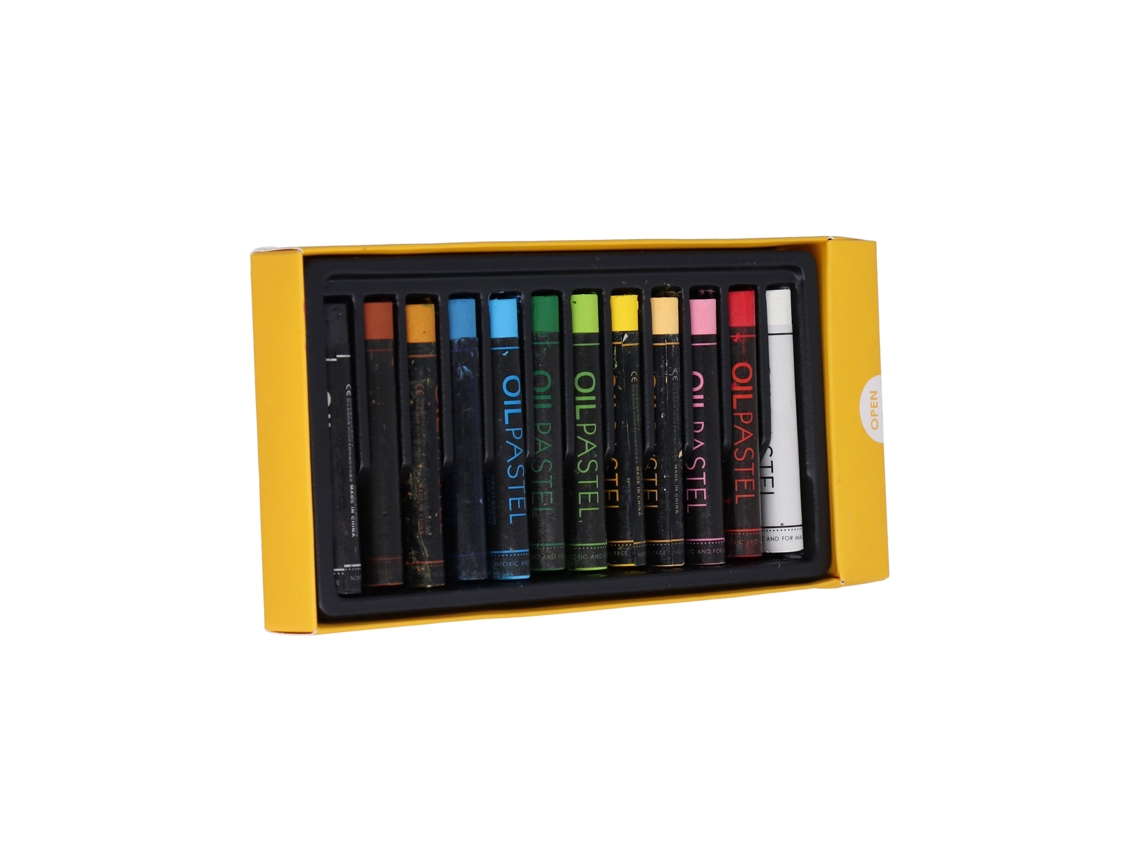 Lápis De Óleo De Cor Intensa Em Bastões Cilíndricos Para Grafite E Pintura 12 Cores Ferramenta De Desenho