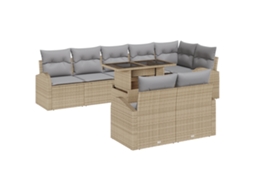 Conjunto 9 Conjunto De Sofá Modular Vidaxl Bege Vime Pe (100 X 55 X 73 Cm)