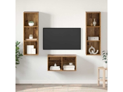 Vidaxl Conjunto de Móvel de Tv Madeira Antiga 37 X 37 X 107 Cm