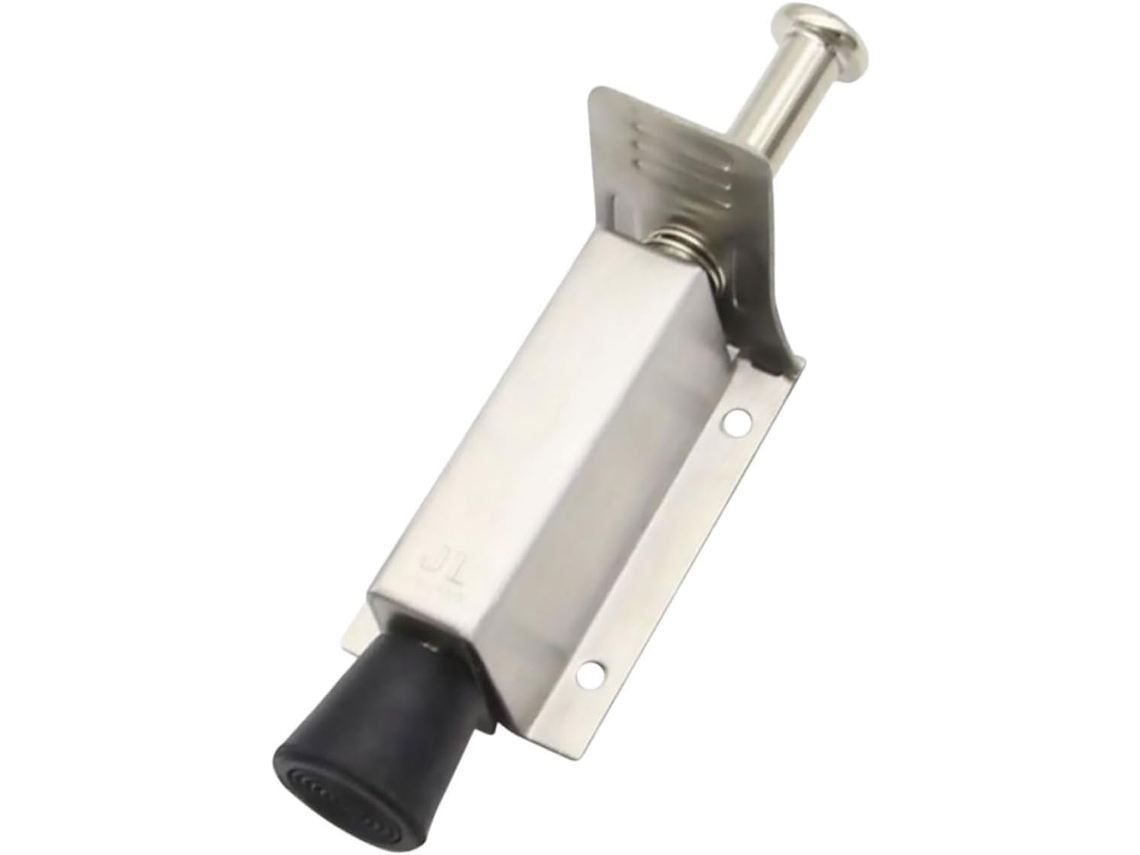 Fixador De Porta Em Aço Inoxidável Com Base De Borracha, Acessório De Fixação Segura, Preto (1 Peça).