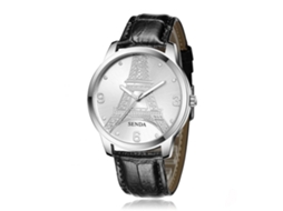 Reloj De Cuarzo Casual Para Parejas Sendas Torre Eiffel (caja Plata, Dial Blanco, Correa Negra)