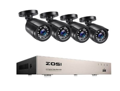 Kit Vídeo ZOSI Vigilância Cctv Cabo 8Ch com 4 Câmaras
