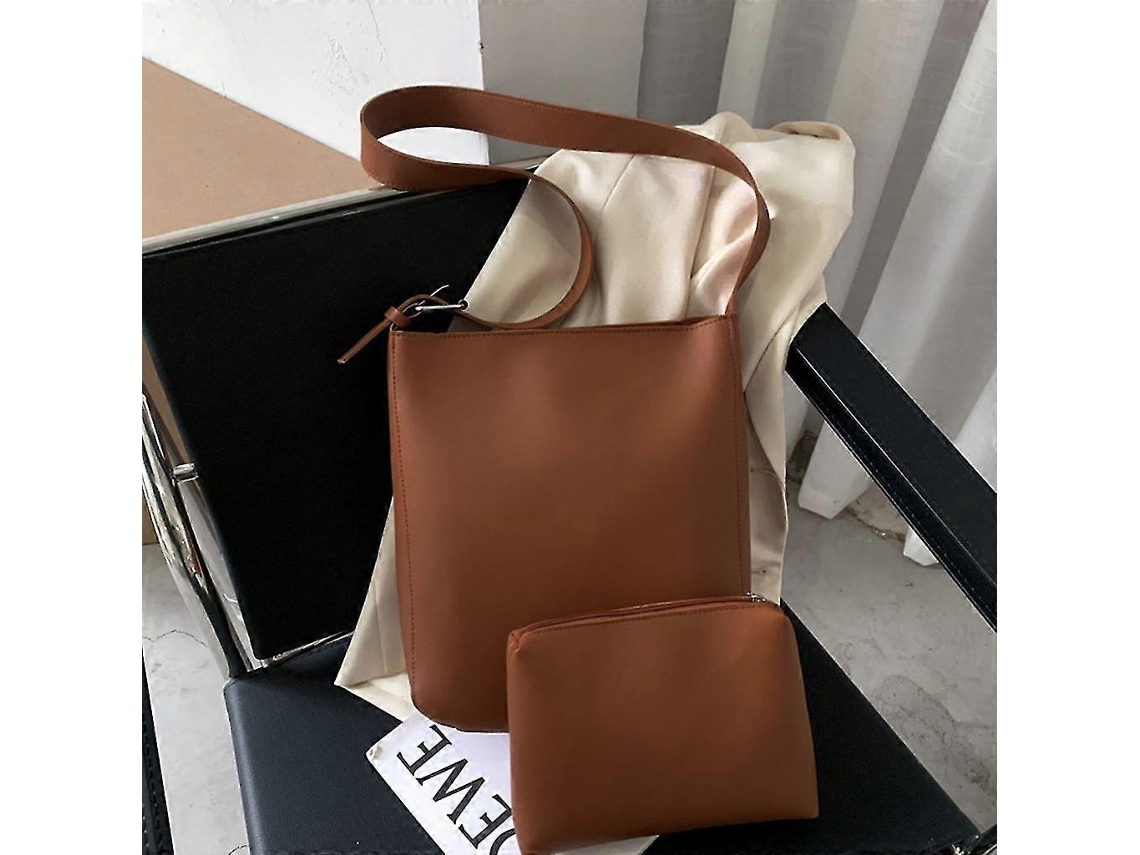 Bolsa Transversal Estilo Balde, Retrô, De Couro Sintético Macio, Para Mulheres, Marrom