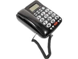 Telefone De Mesa Em Pvc Preto Com Tela Grande E Som Nítido.