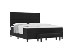 Cama Box com Colchão e Cabeceira Preto 180x200cm Tecido MAISON EXCLUSIVE