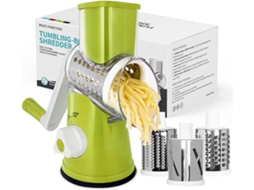 Ralador De Queijo Rotativo Para Cozinha 3 Lâminas Substituíveis Aço Inoxidável, Base Com Ventosa Resistente E Alça. Fácil Usar V Aquaforge